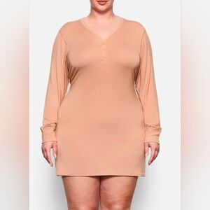 Skims Long Sleeve Sleep Henley Dress AP-DRS-0389 Size XL, 3X